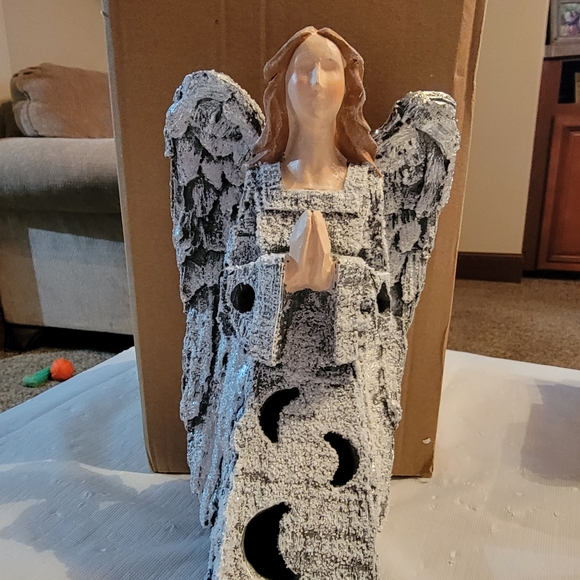 Cresent Angel Indoor Outdoor Light Statue Figurine New - Picture 1 of 8